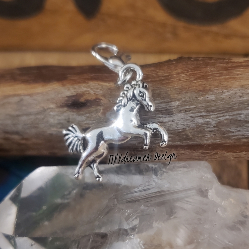5/$25 Silver Rearing Horse Charm for Bracelet~Zipper~Equestrian~Cowboy~Cowgirl~